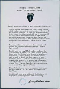 Déclaration aux troupes de l'AEF devant participer au D-Day.
